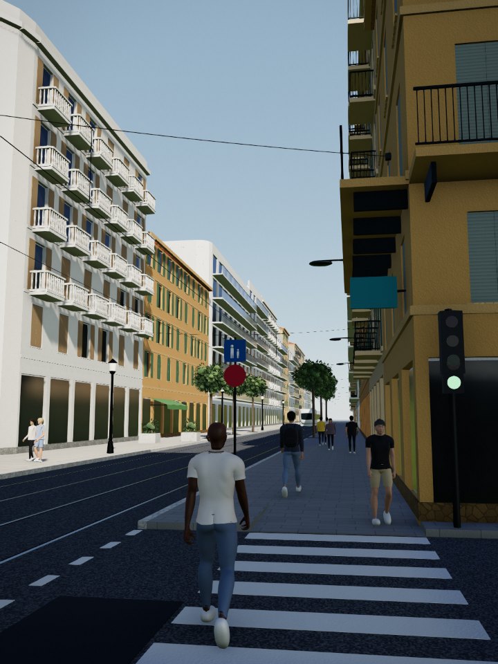 La scène en 3D, sous le même angle que la photo
